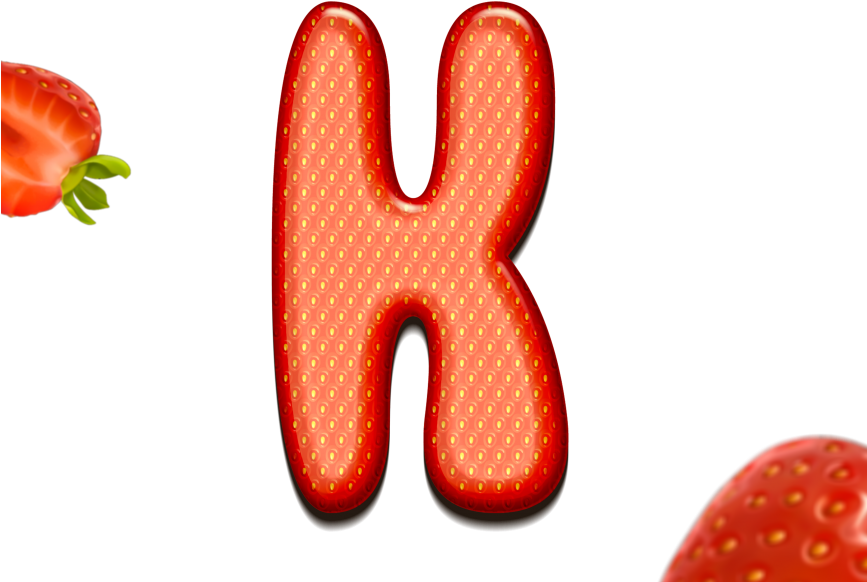 Strawberry Letter K 3d Text - Letter (866x650)