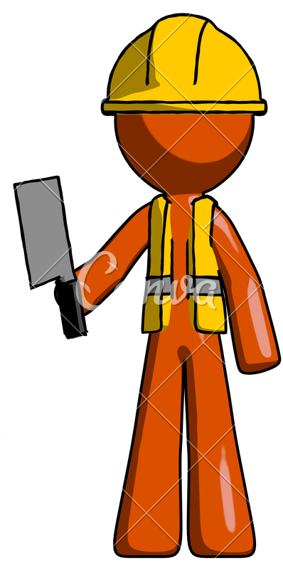 Orange Construction Worker Contractor Man Holding Meat - Orange Construction Worker Contractor Man Holding Meat (411x800)