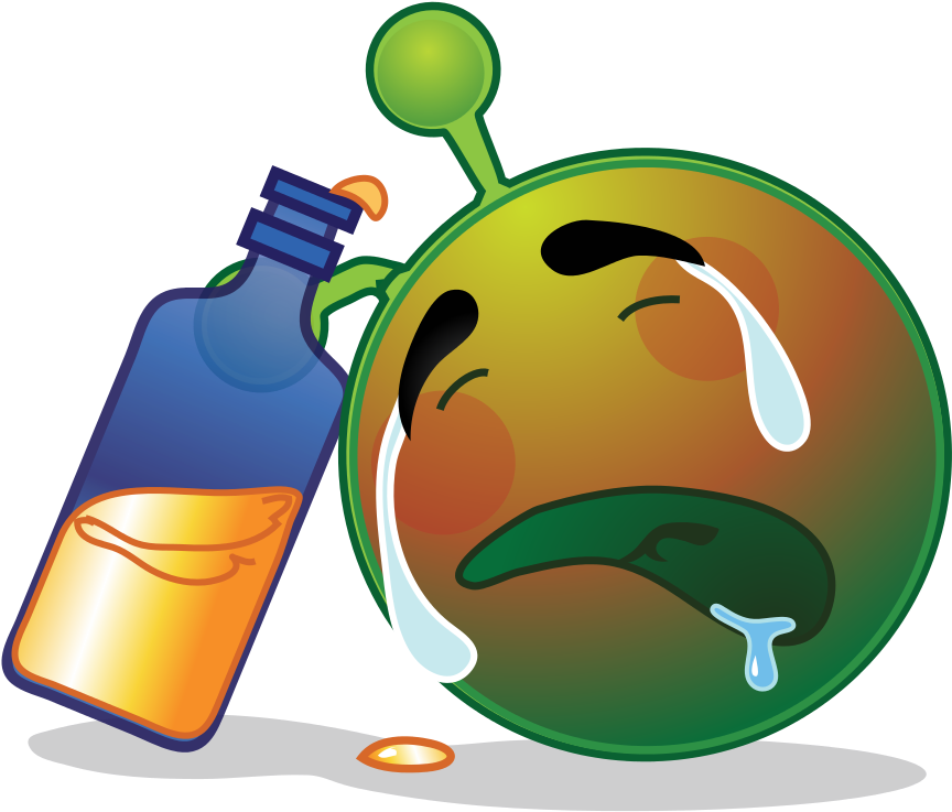 Smiley Green Alien Drunk Sad - Smiley Alien (906x768)