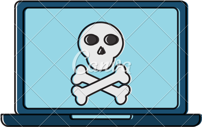 Laptop Danger Virus Error Problem Digital - Cartoon (800x800)