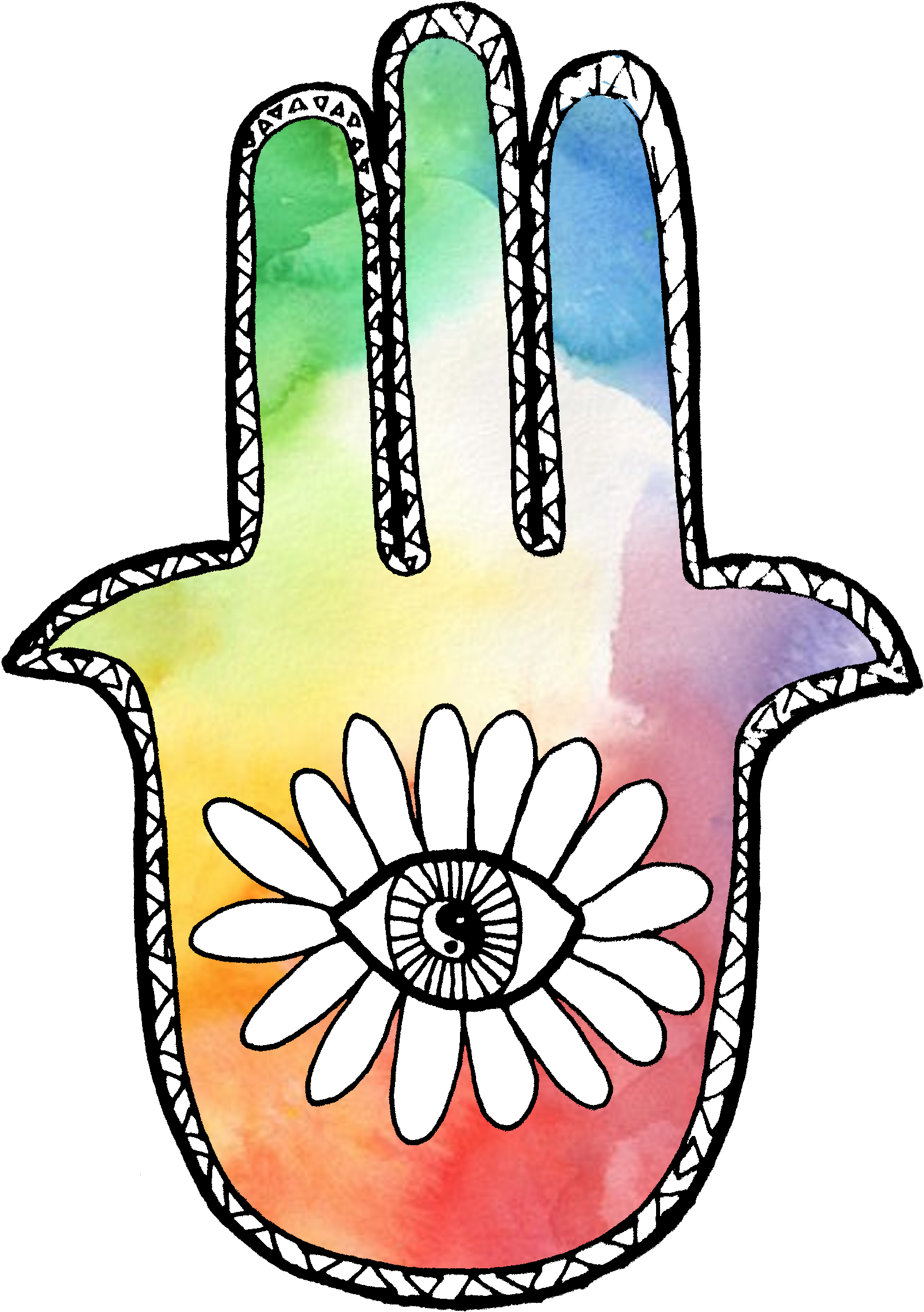 Rainbow Watercolor Hamsa - Drawing (2448x3264)