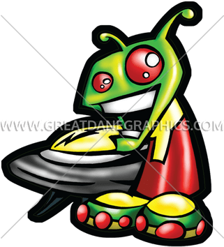 Alien & Saucer - Cartoon (320x385)
