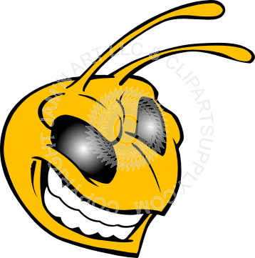Bee Head Clip Art (358x361)