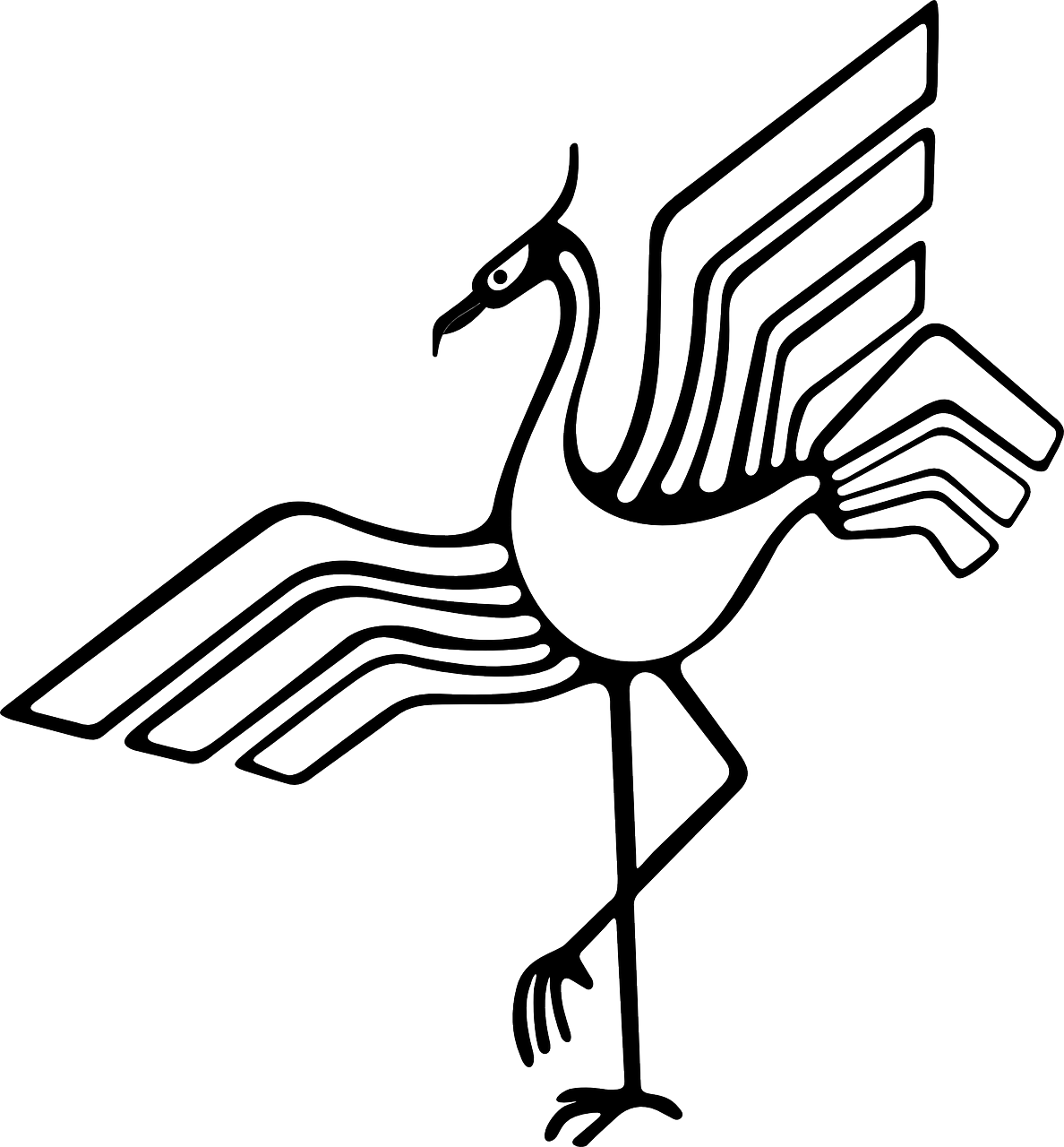 Vector - Bird Drawing Crane (1188x1280)