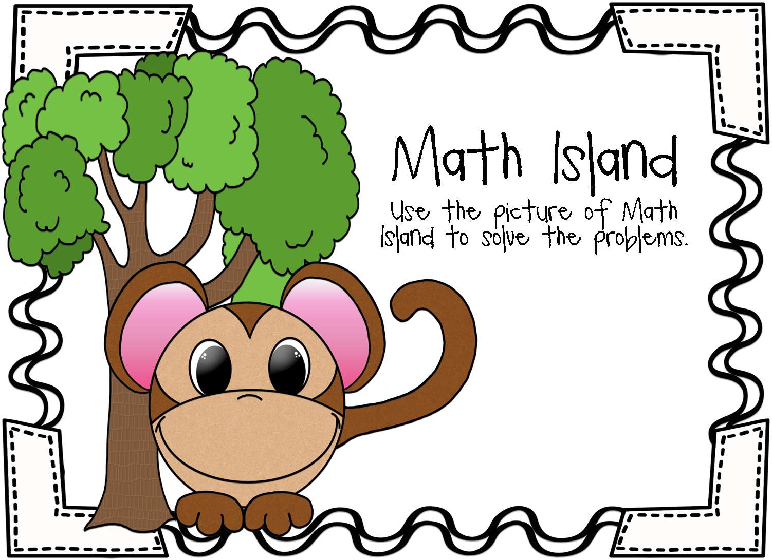 Problem Solving On Math Island - Frames Clipart Black And White (1502x1091)