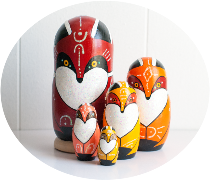 Sparkly Fox Nesting Dolls - Illustration (1000x667)