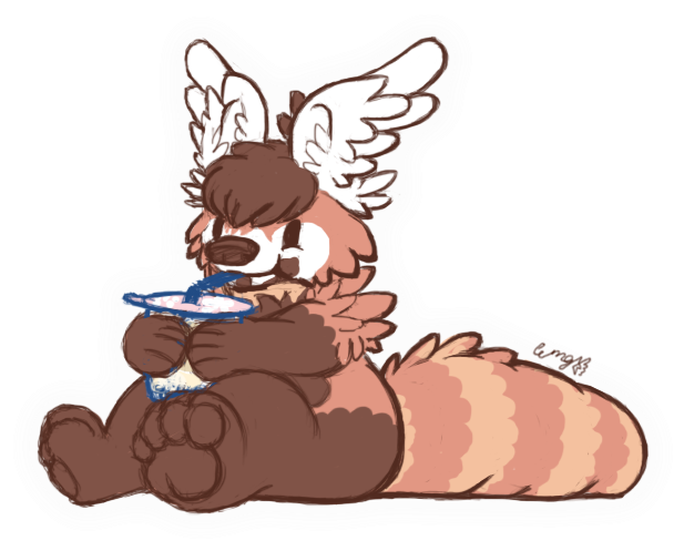 Wingy Enjoying His Bubble Tea - Cartoon (640x640)