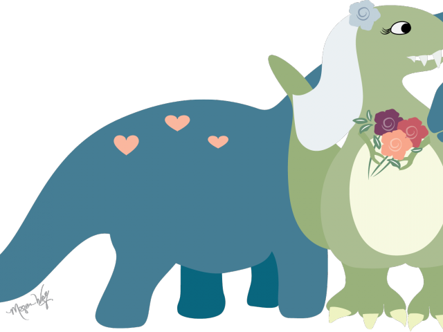 Dinosaur Clipart Wedding - Cartoon (640x480)