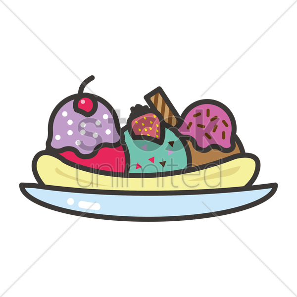 Banana Split Clipart Transparent - Clipart Banana Split (600x600)