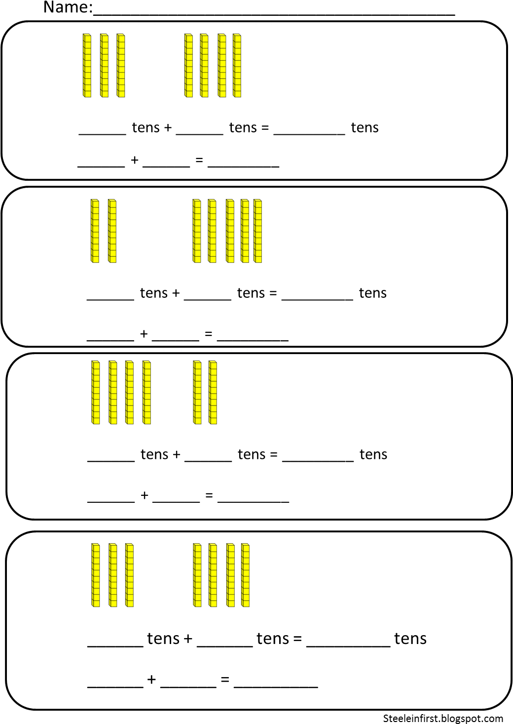 Inspiring Base 10 Blocks Clip Art Medium Size - Adding Two Digit Numbers To Multiples Of Ten (1063x1504)