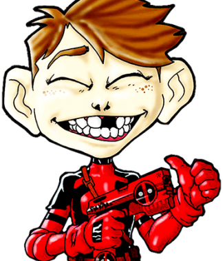 Ike As Deadpool Sticker $2 - Cartoon (324x379)