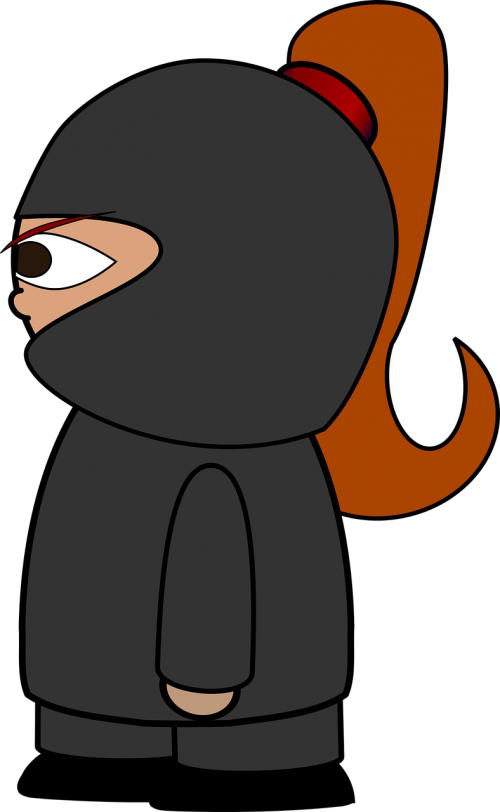 Comic Vector Graphics - Ninja With Ponytail (500x812)