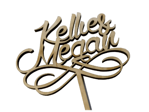 Wood Cake Topper Sample - Calligraphy (486x366)