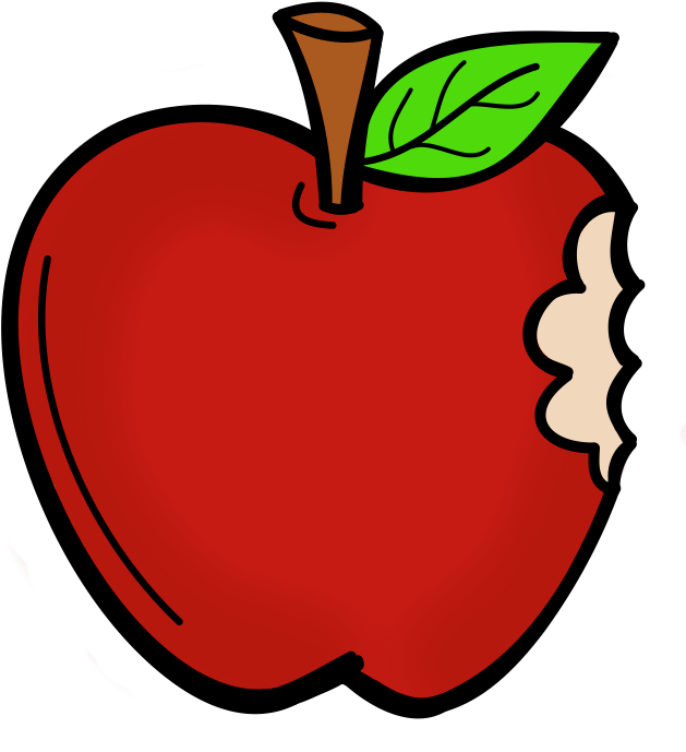 Apple With Bite Clipart (671x723)