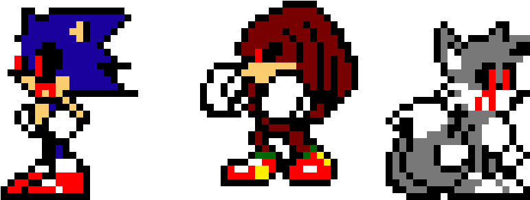 Sonic Knuckles And Tails - Sonic Knuckles 8 Bit (771x291)