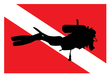 Flags Clipart Diving - Silhouette (600x600)