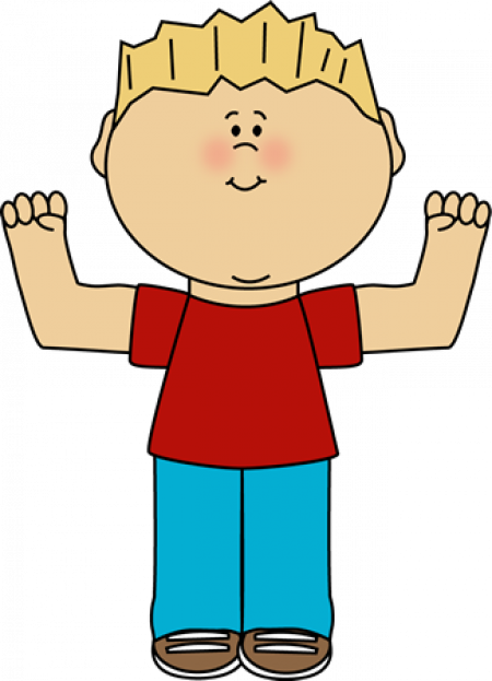 Boy Flexing Clipart (450x623)