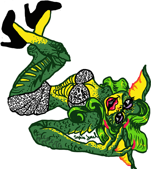 Pinup Gremlin Sticker - Cartoon (612x868)