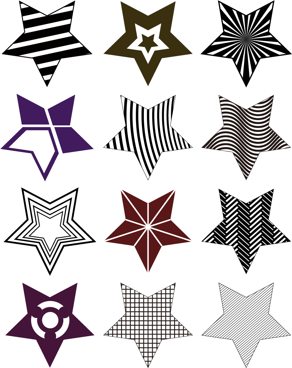 Star Black White Lines Composition Png And Vector Image - Vector Graphics (1024x1370)