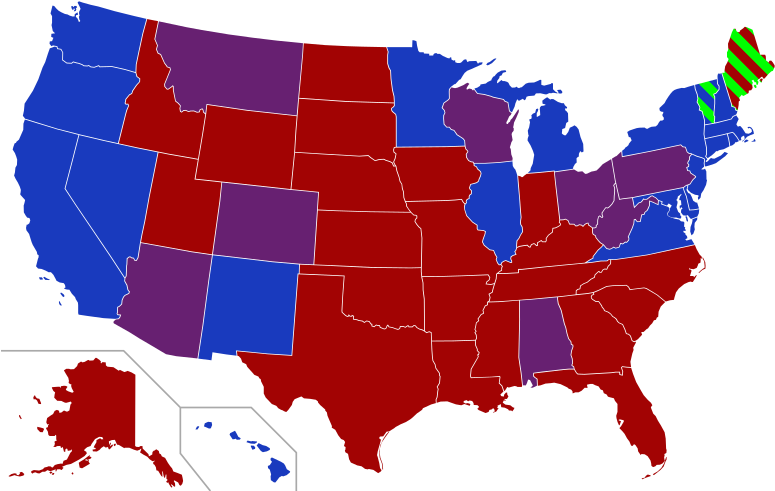 Current Composition And Election Results - Liberal And Conservative Map (800x495)