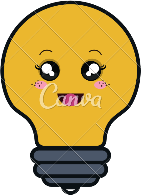 Cute Bulb Light Character Isolated Icon - Vector Graphics (800x800)