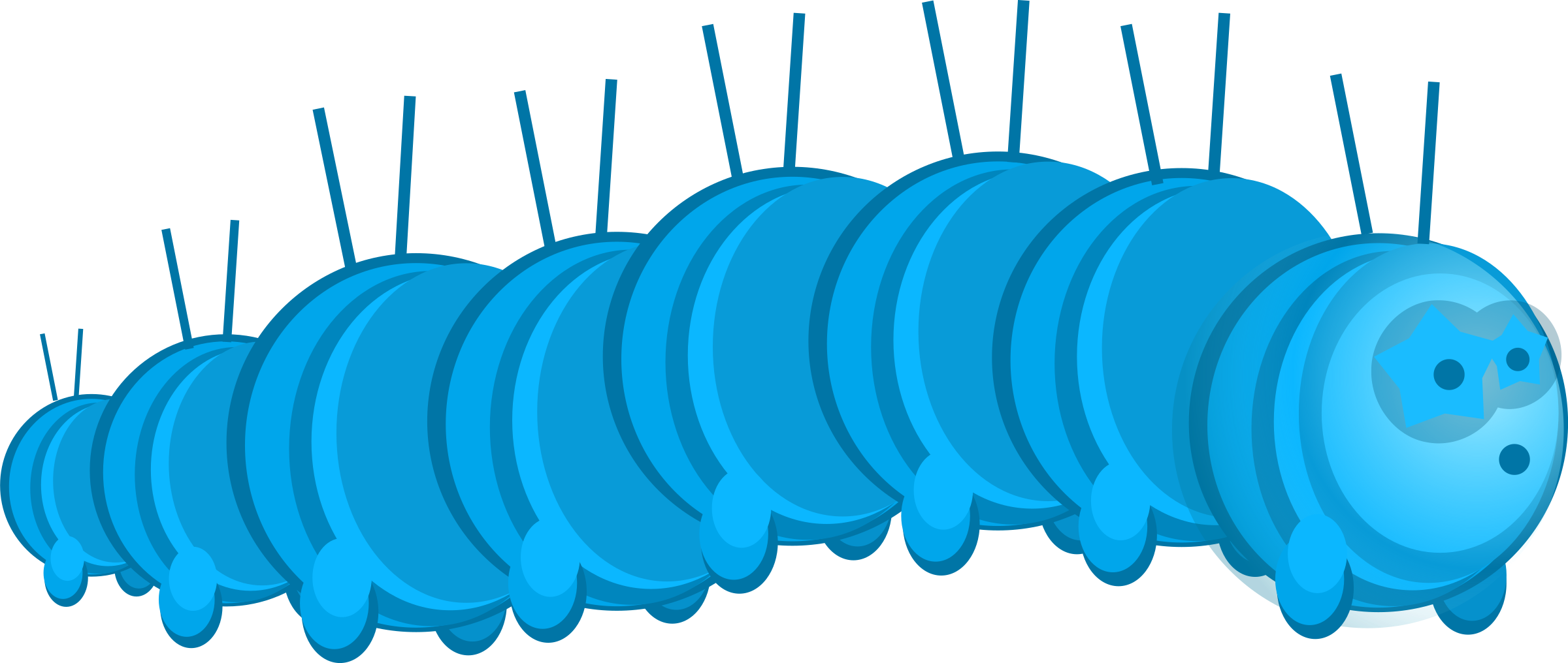 Big Image - Blue Caterpillar Clipart (2400x1016)