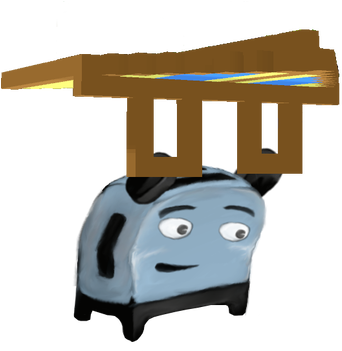 Toaster Handgliding Cubeworld Style By Willobe - Cartoon (414x350)