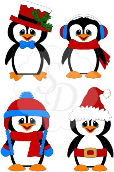 Christmas Penguins - Cartoon (600x600)