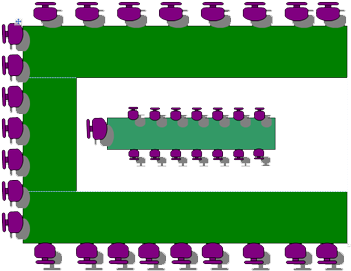 Double U Shape Table, Cluster Style - Clipart U Shape Table (439x285)