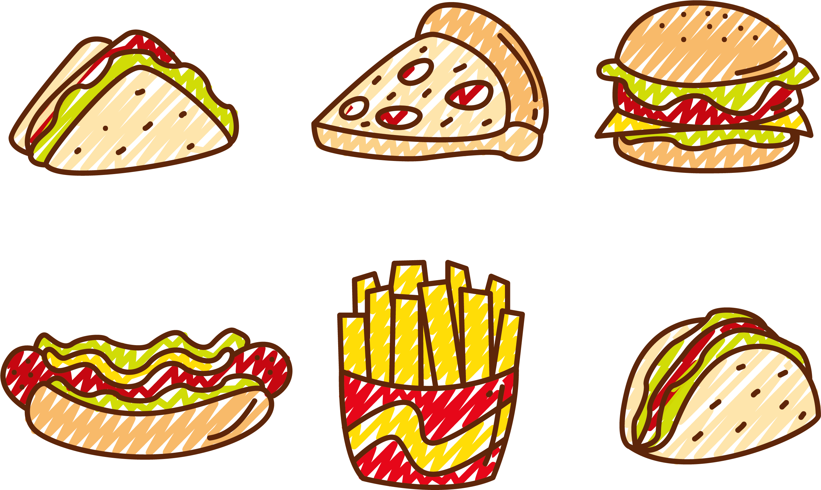 Fast Food Hamburger Pizza Hot Dog Club Sandwich - Fast Food Vector (3044x2167)