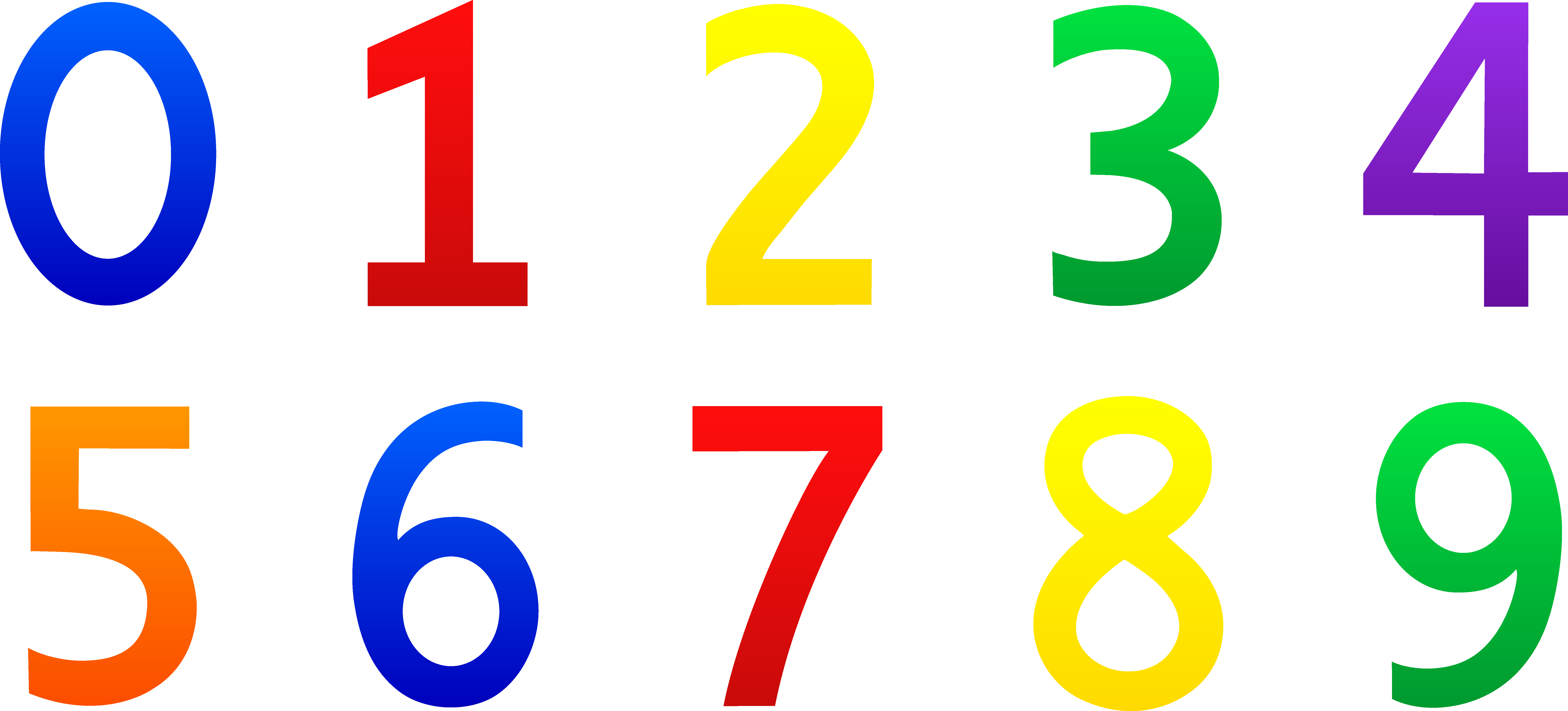 Number Clipart For Kid Png Pencil And In Color - Numbers 0 9 Clipart (7787x3533)