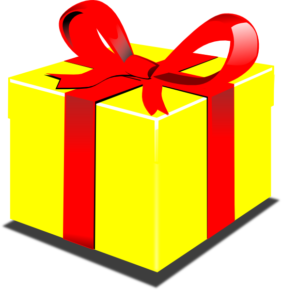 Yellow Present Clipart (582x598)