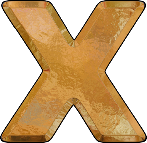 Presentation Alphabet Set - Gold Leaf Letter X (496x483)