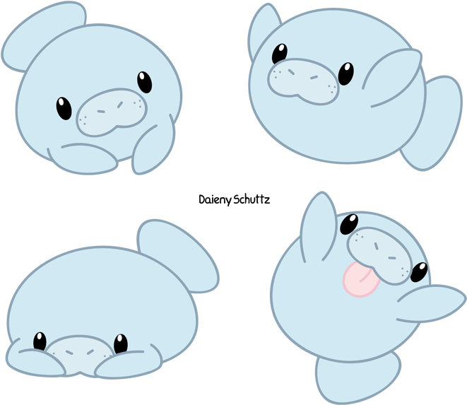 Chibi Manatee By Daieny On Deviantart - Chibi Manatee (690x600)