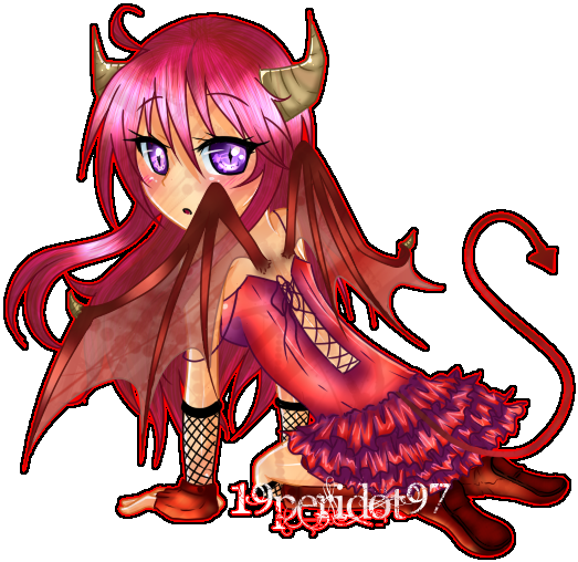 Chibi Devil Girl - Chibi Devil Girl Red (539x548)