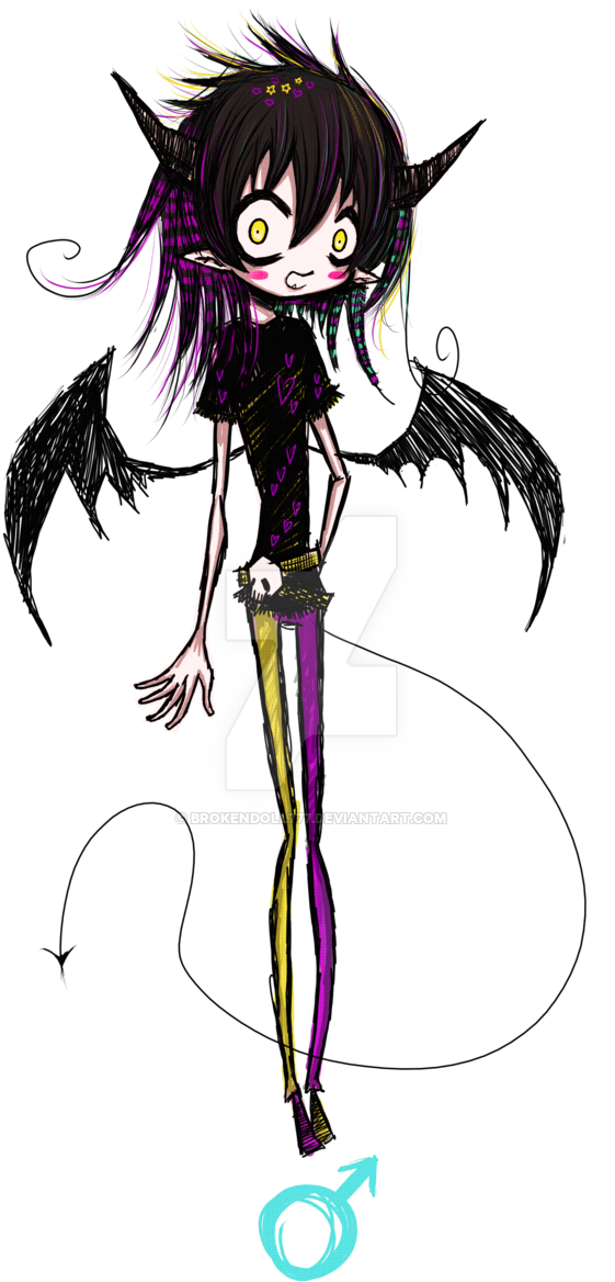 Custom Emo Demon Boy - Anime Doll Boy Drawing (600x1266)