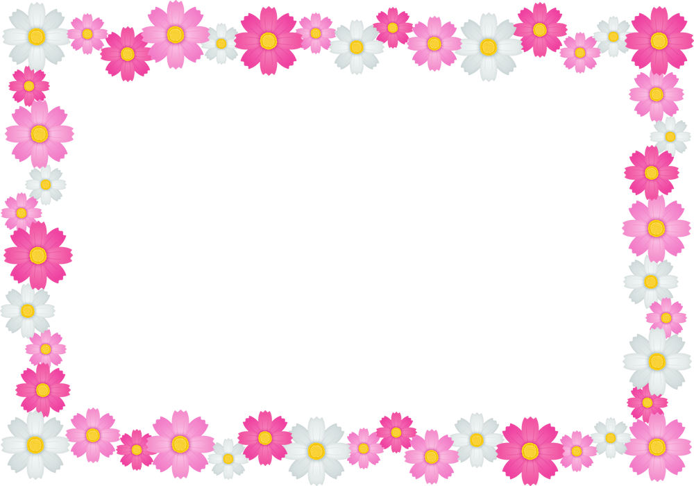 コスモスの花のフレーム囲み枠イラスト＜長方形＞ - Borderpink (1000x700)