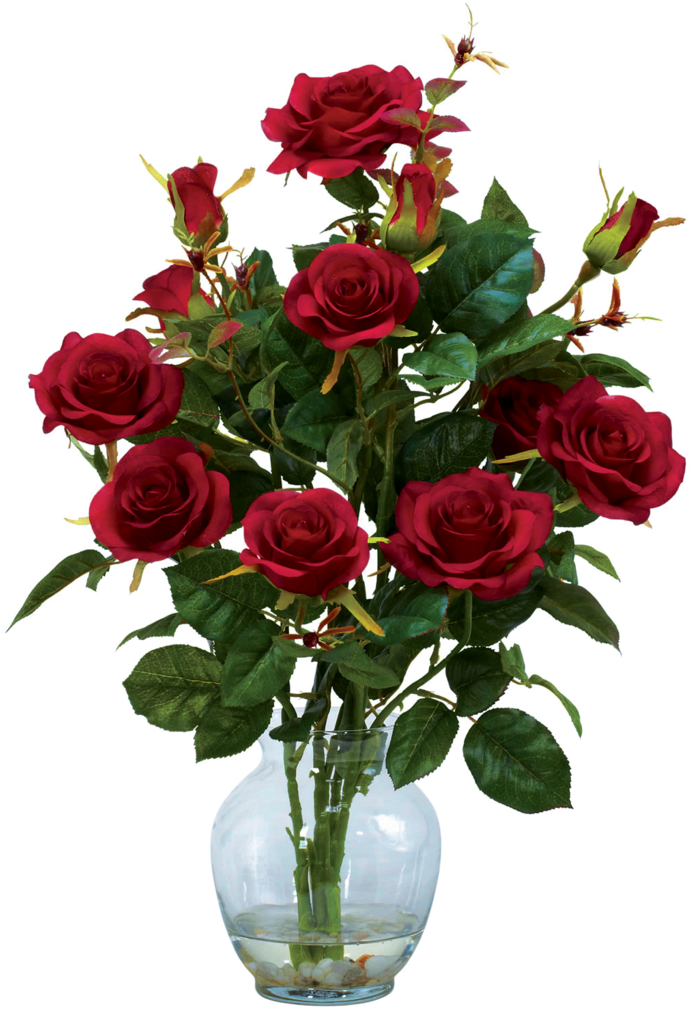 Rose Bush Clipart Flowering Plant - Nearly Natural Rose Bush W/vase Silk Flower Arrangement (1024x1024)