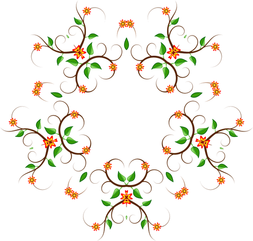 Five Prong Color Floral Tree Design Vector Graphics - Vector Graphics (500x475)