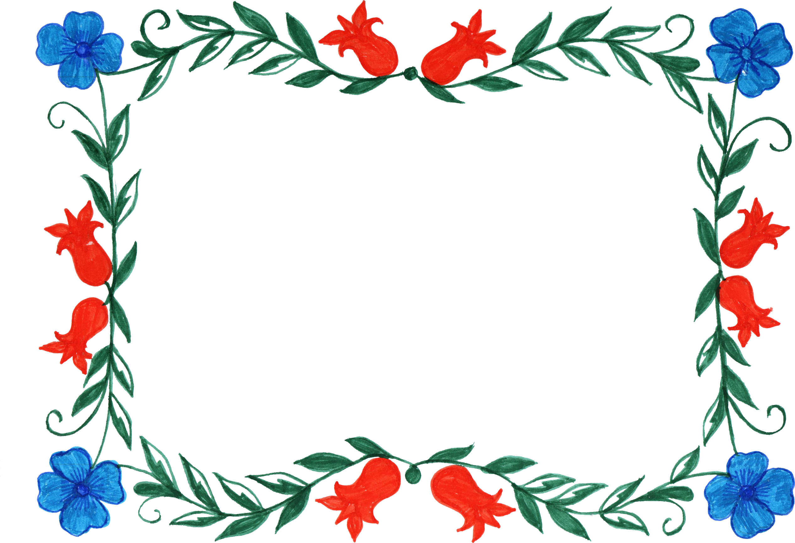 6 Flower Frame Colorful Rectangle - Flower Frame (2532x1731)