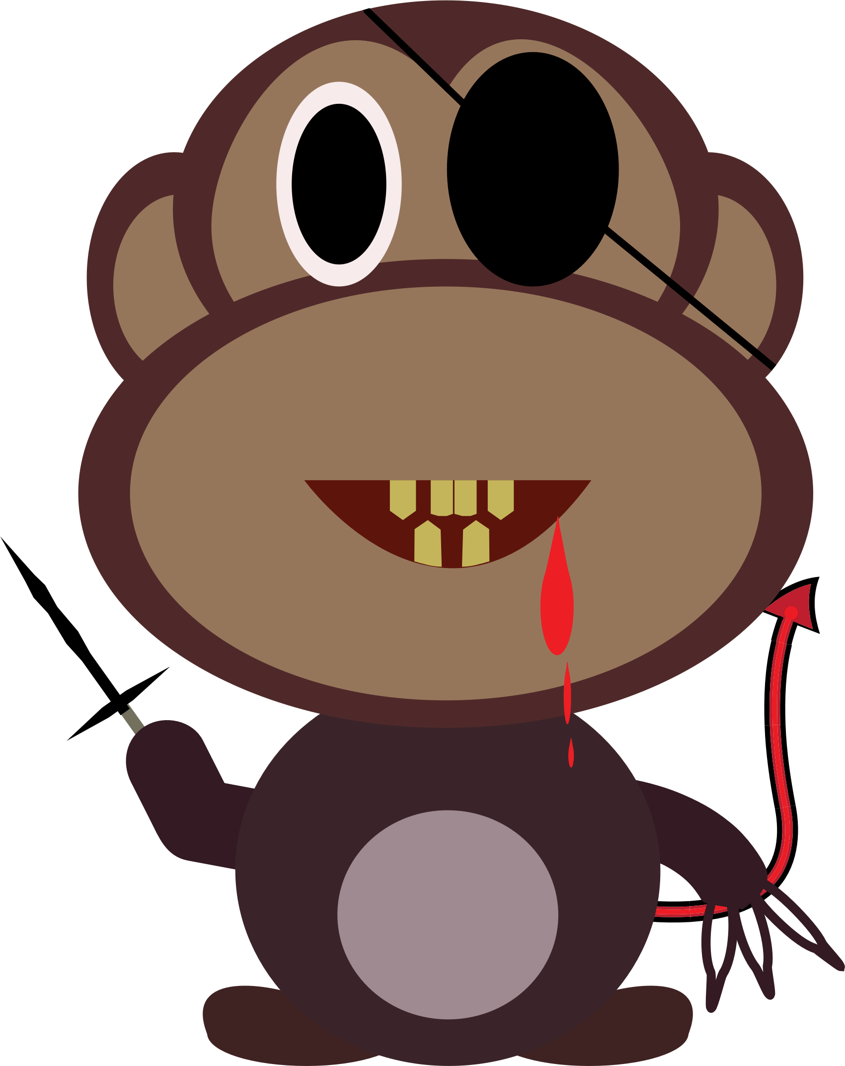 Big Image - Custom Evil Monkey Shower Curtain (1701x2145)