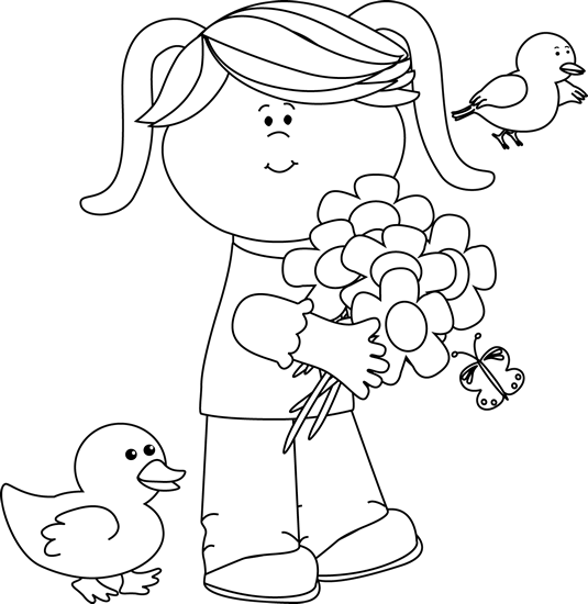 Spring Clip Art Black White (535x550)