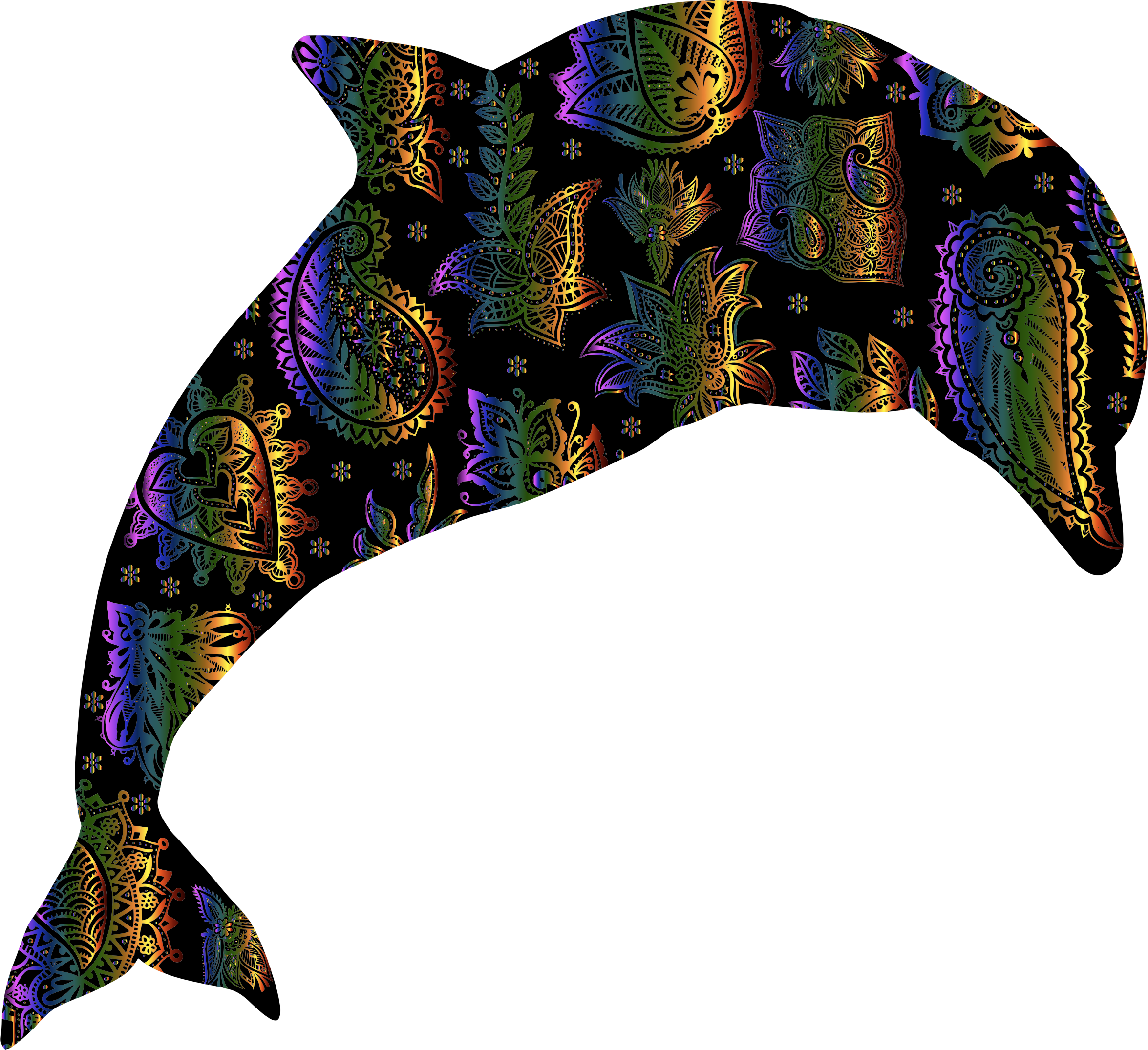 Floral Pattern Dolphin - Fish (2350x2150)