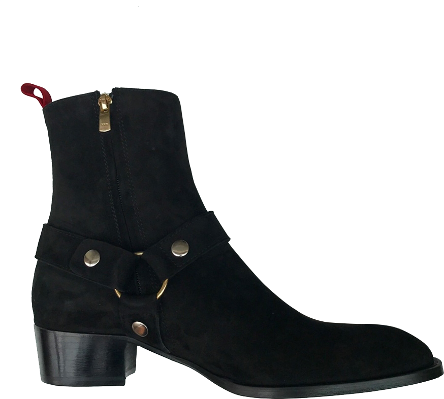 Black Suede Harness Boots - Suede (900x900)
