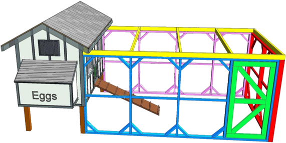 Chicken House With Run - Chicken (570x360)