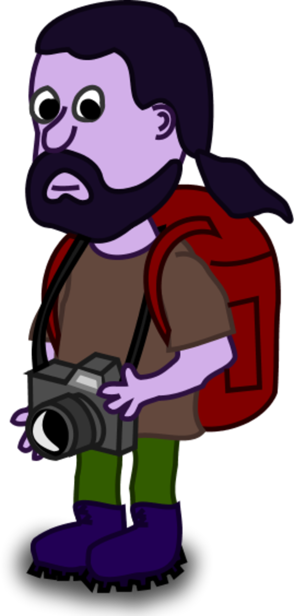 Man Carrying Backpack - Comic Characters (600x1258)