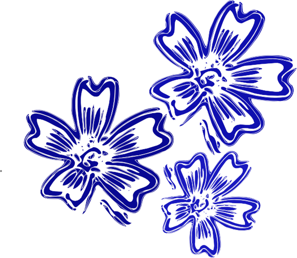 Blue Flowers - Clip Art (600x522)