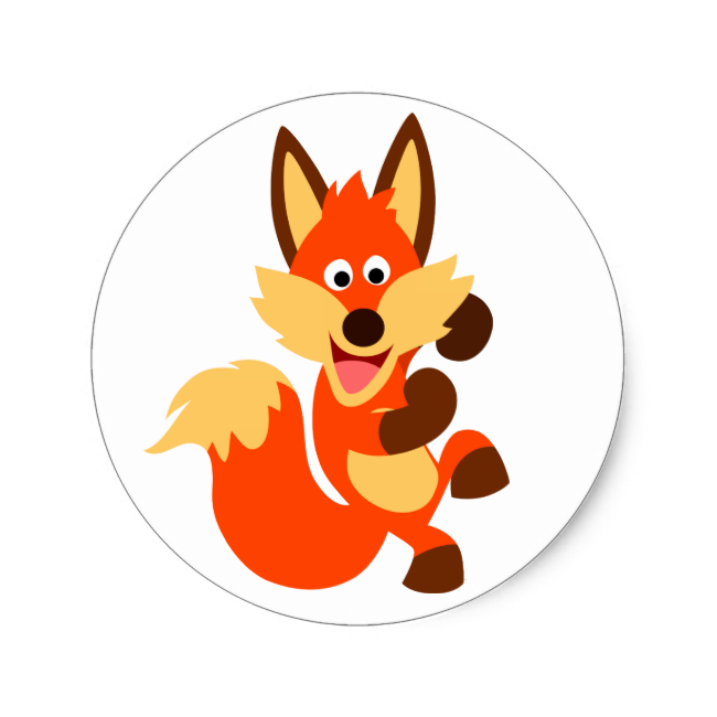 Cute Dancing Cartoon Fox Sticker - Cartoon (650x650)