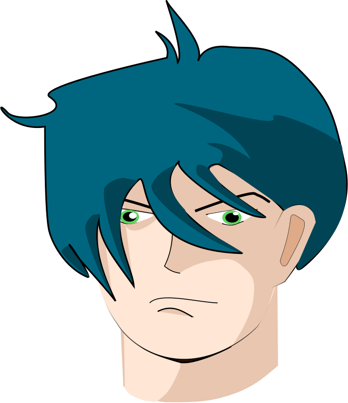 Free Vector Blue Hair Man Clip Art - Guy With Long Hair Cartoon (691x800)