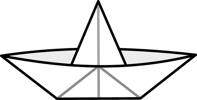 Paper Boat Toy Folded Crafts Papers Playin - Paper Boat Clipart (668x340)